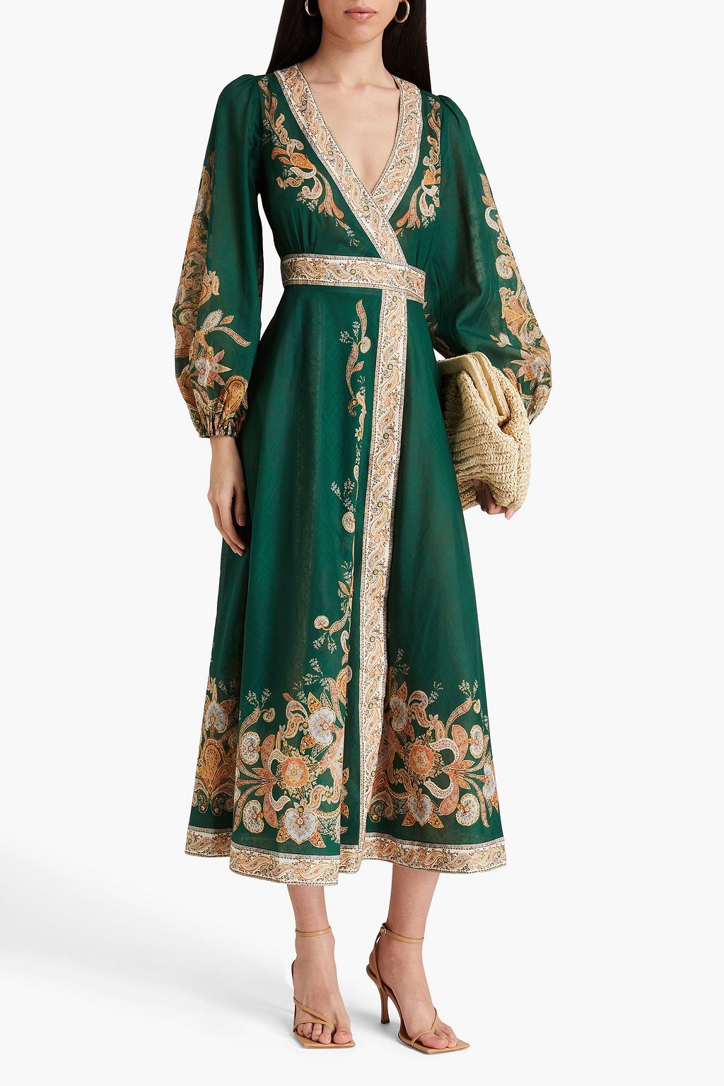 ZIMMERMANN Devi belted paisley-print cotton-voile midi wrap dress