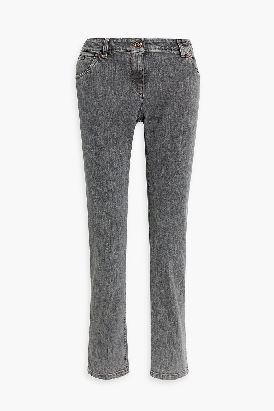 Brunello Cucinelli Bead-embellished Mid-rise Skinny Jeans In Gray