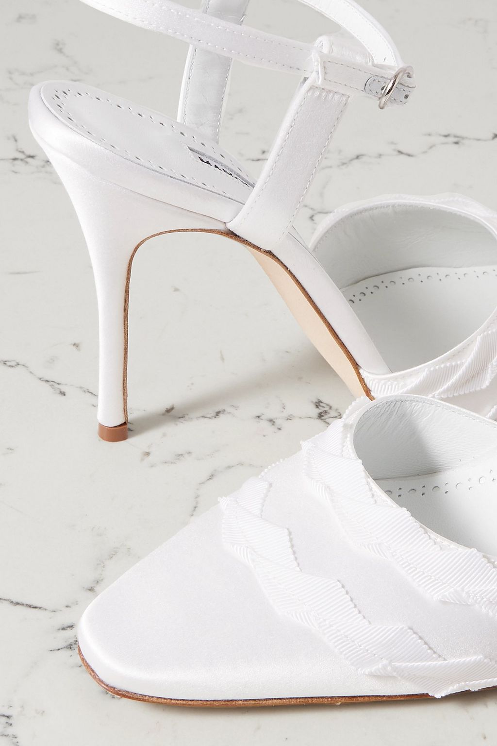 MANOLO BLAHNIK Ayma 105 grosgrain-trimmed satin pumps