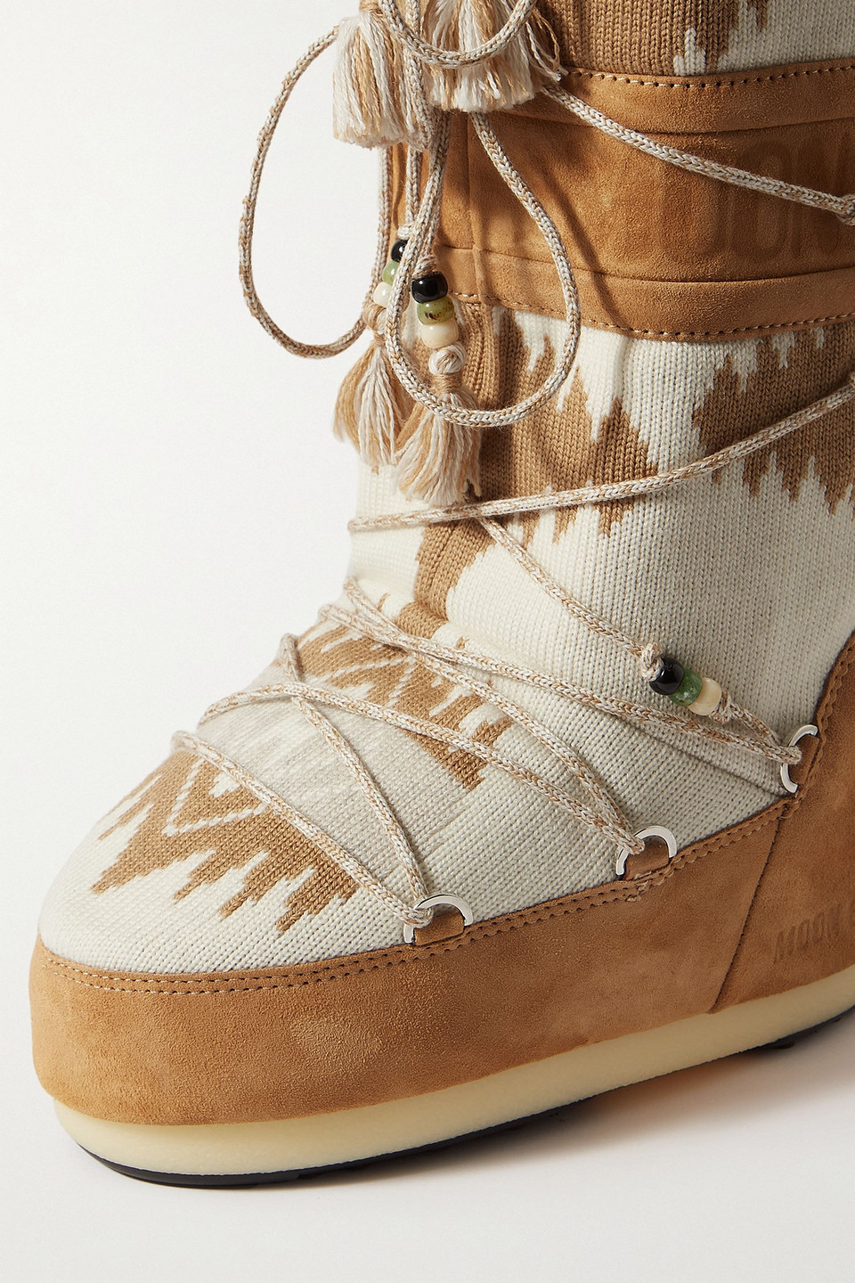 ALANUI EMBELLISHED WOOL-JACQUARD AND SUEDE SNOW BOOTS