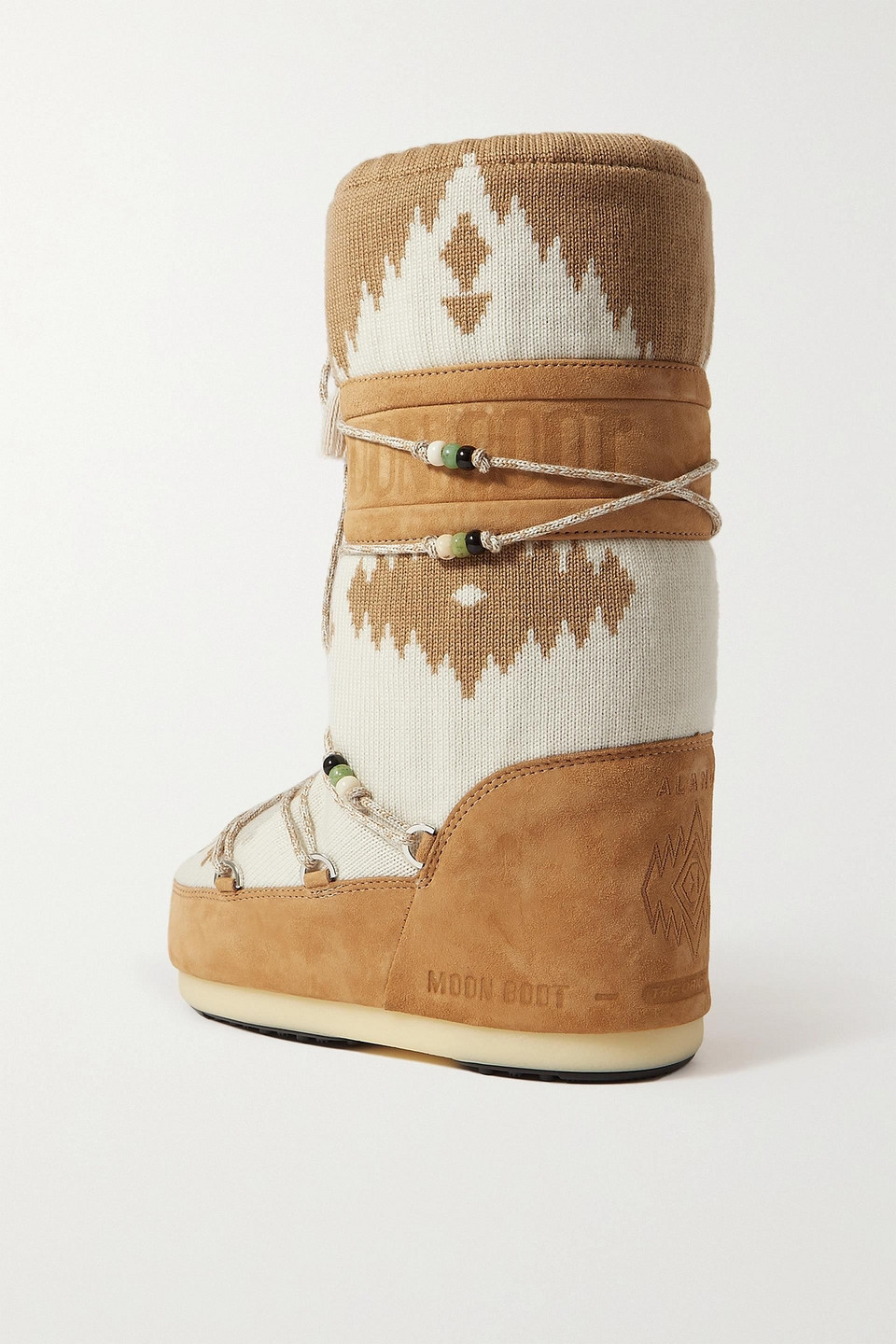 ALANUI EMBELLISHED WOOL-JACQUARD AND SUEDE SNOW BOOTS