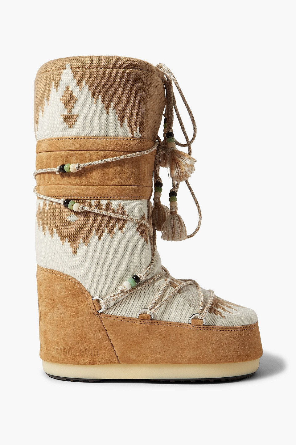 ALANUI EMBELLISHED WOOL-JACQUARD AND SUEDE SNOW BOOTS