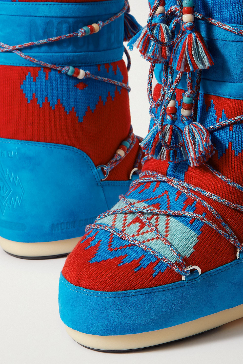 ALANUI MOON BOOT EMBELLISHED WOOL-JACQUARD AND SUEDE SNOW BOOTS