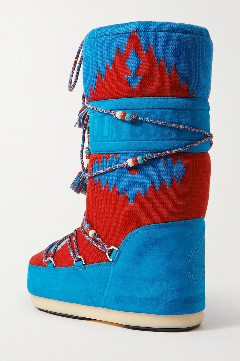 ALANUI X MOON BOOT + Moon Boot embellished wool-jacquard and suede snow boots
