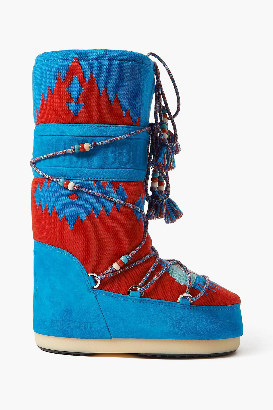 ALANUI MOON BOOT EMBELLISHED WOOL-JACQUARD AND SUEDE SNOW BOOTS