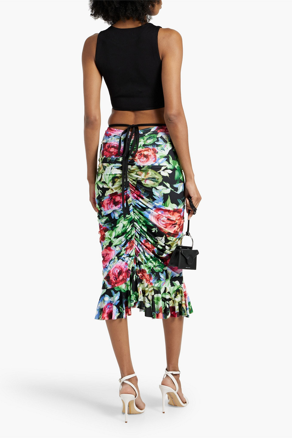 Alice And Olivia Latia Tie Waist Knit Tank In Black