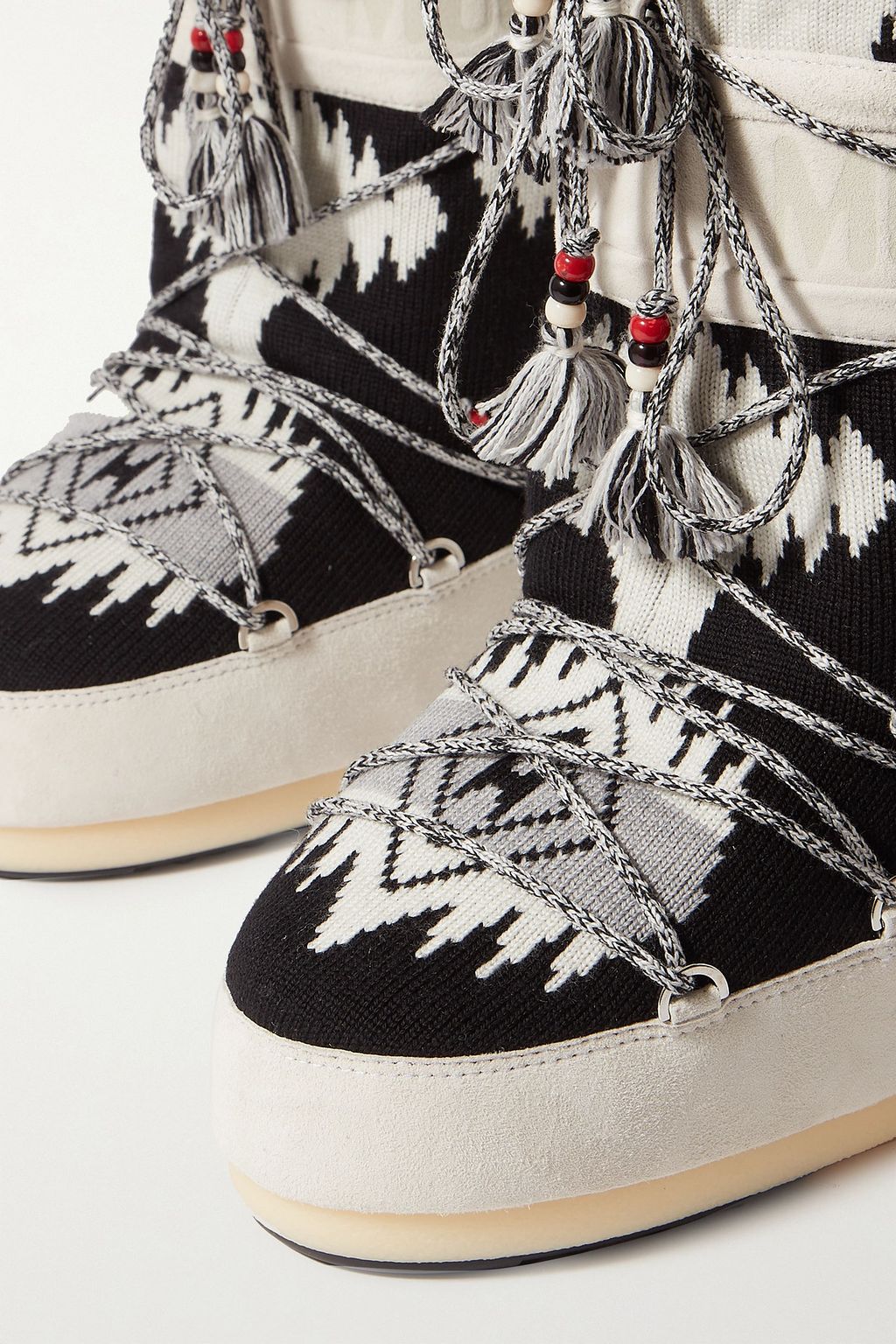 ALANUI X MOON BOOT + Moon Boot embellished wool-jacquard and suede snow boots