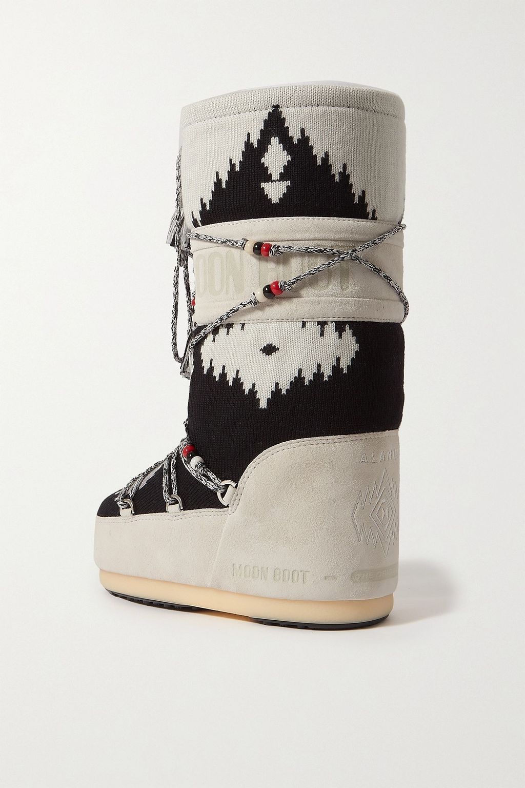 ALANUI X MOON BOOT + Moon Boot embellished wool-jacquard and suede snow boots