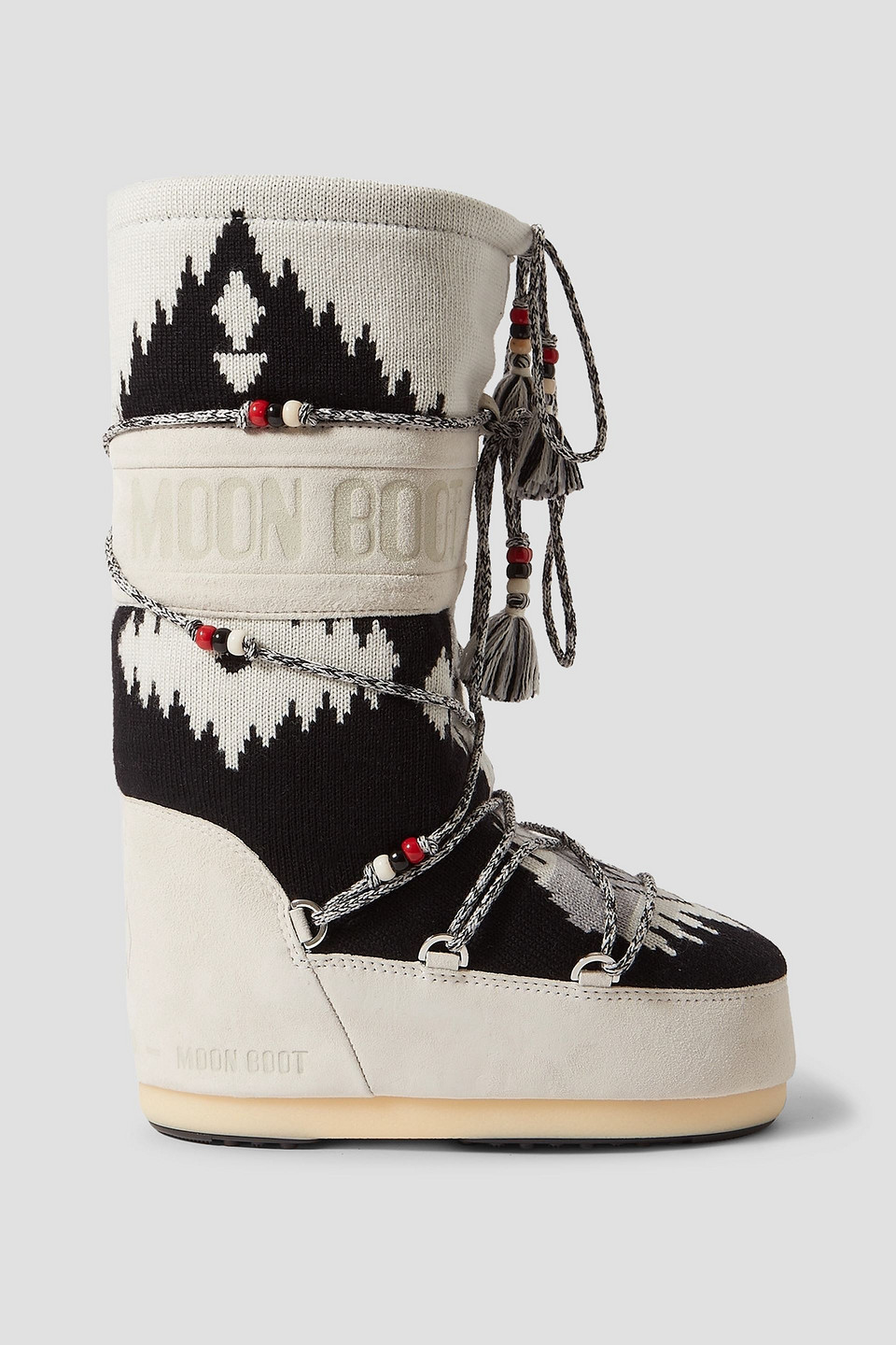 ALANUI MOON BOOT EMBELLISHED WOOL-JACQUARD AND SUEDE SNOW BOOTS