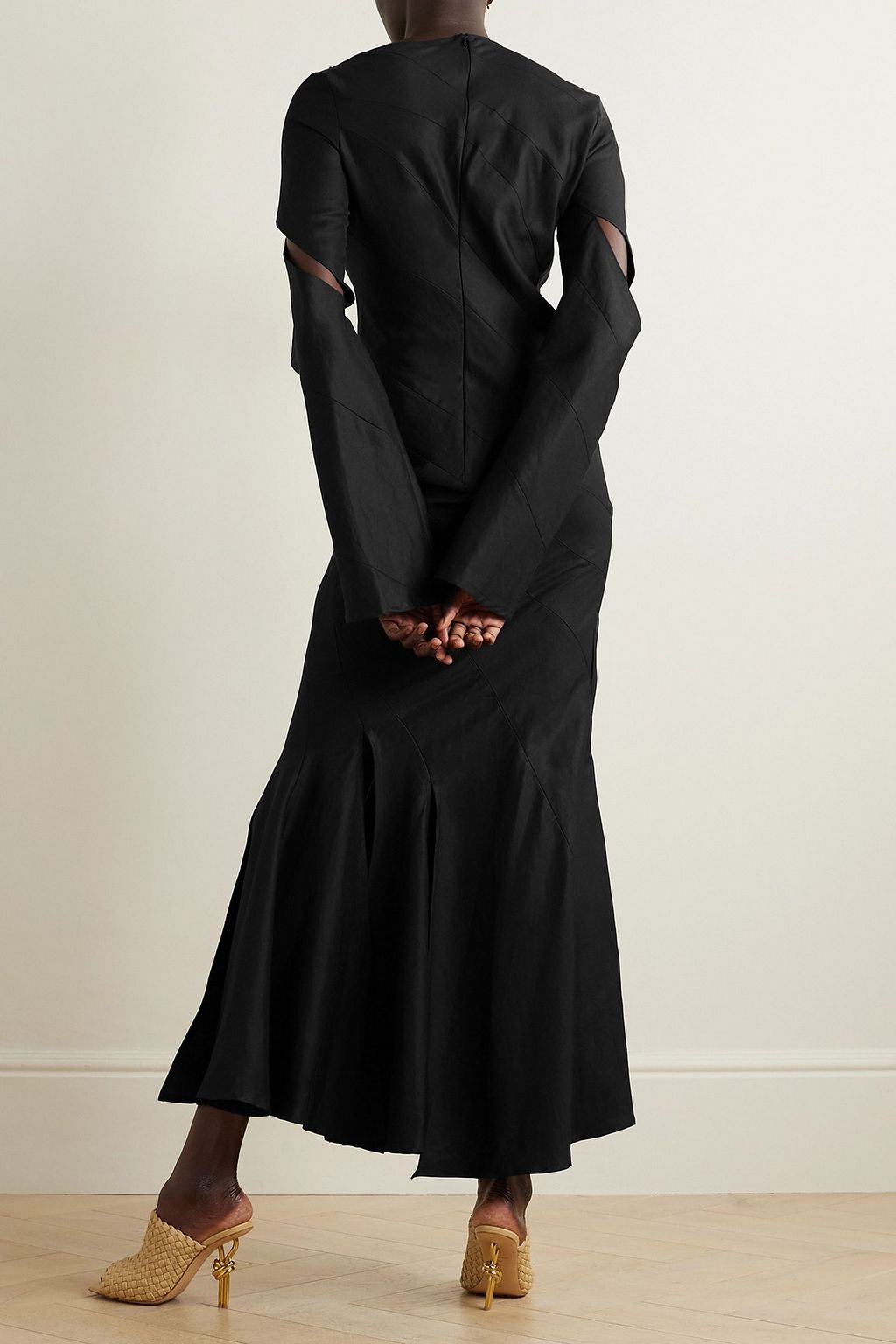 A.W.A.K.E. MODE Cutout linen, cupro and cotton-blend maxi dress