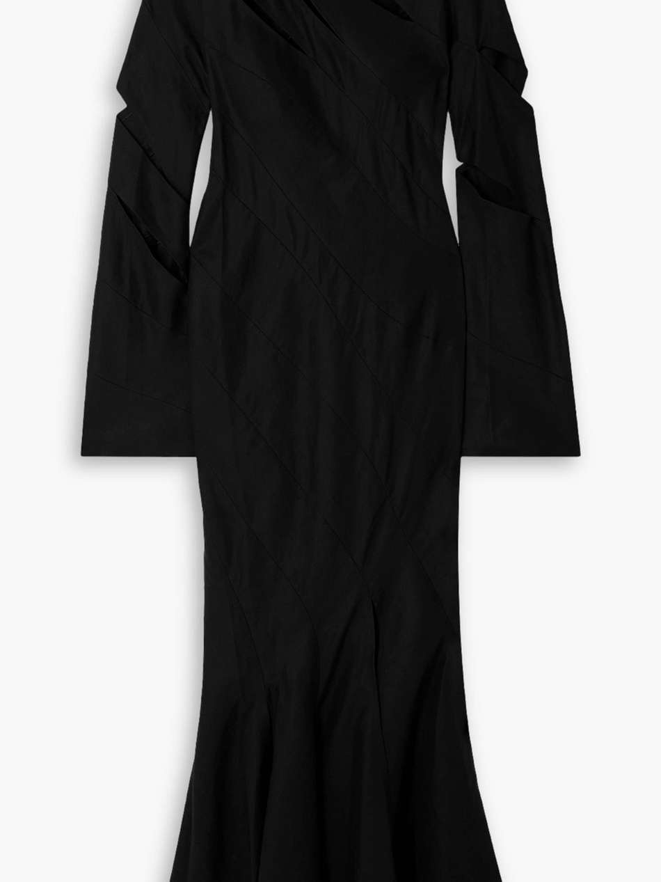 cutout linen, cupro and cotton-blend maxi dress