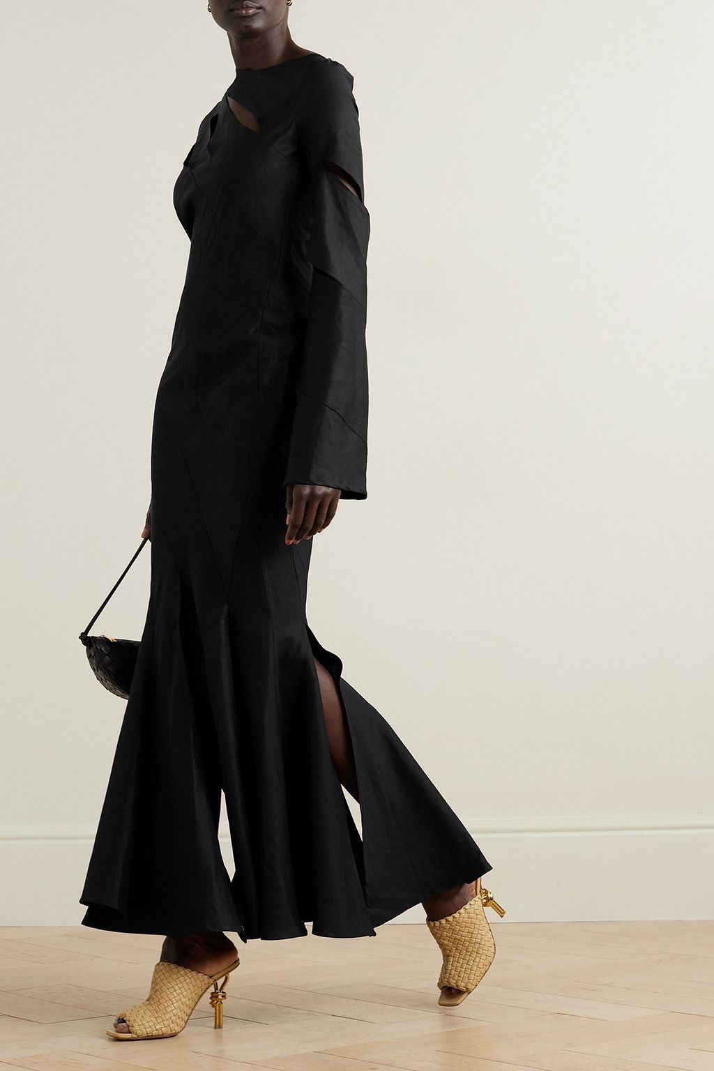 A.W.A.K.E. MODE Cutout linen, cupro and cotton-blend maxi dress