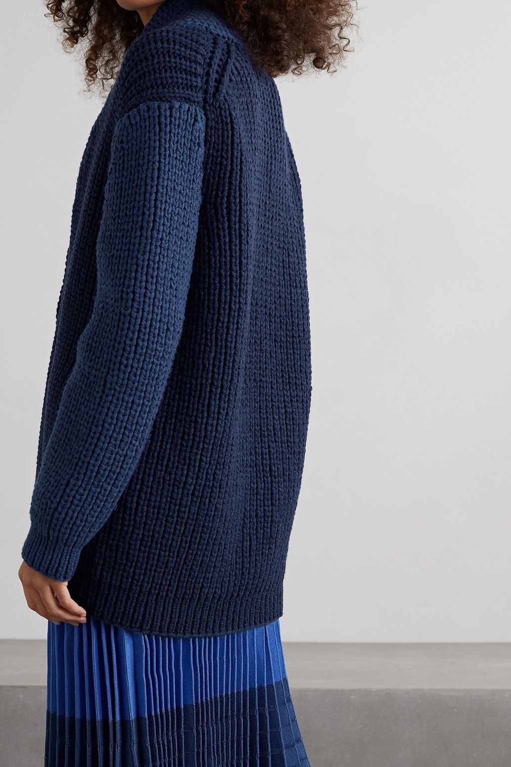 PARTOW Edith zweifarbiger Cardigan aus geripptem Kaschmir