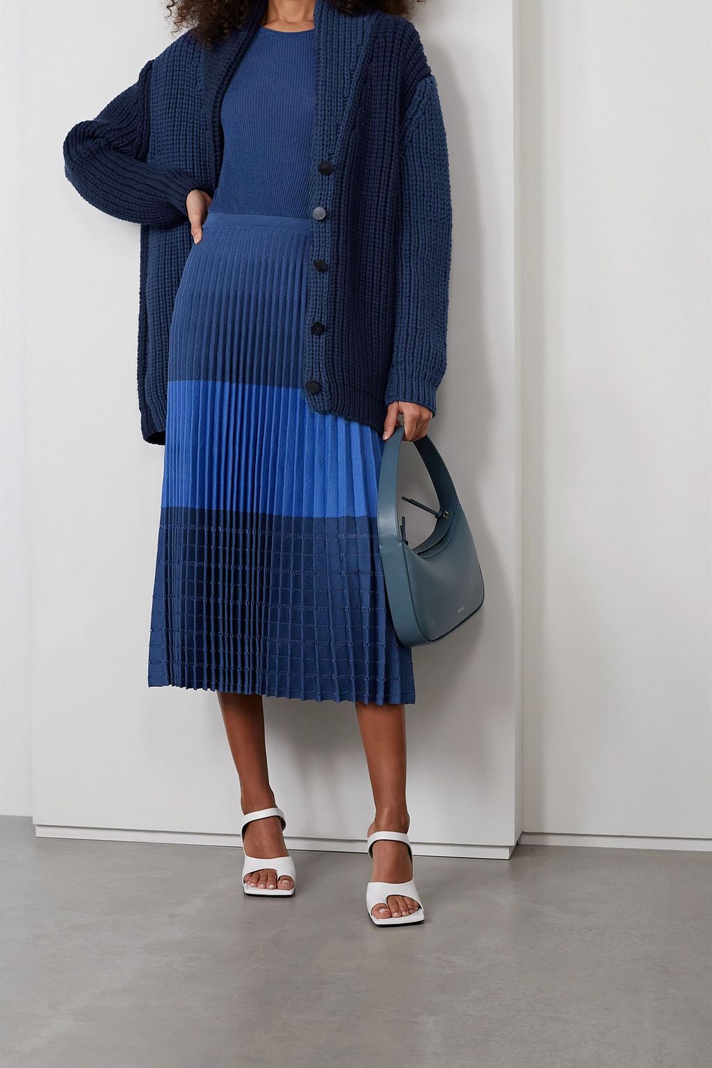 PARTOW Edith zweifarbiger Cardigan aus geripptem Kaschmir