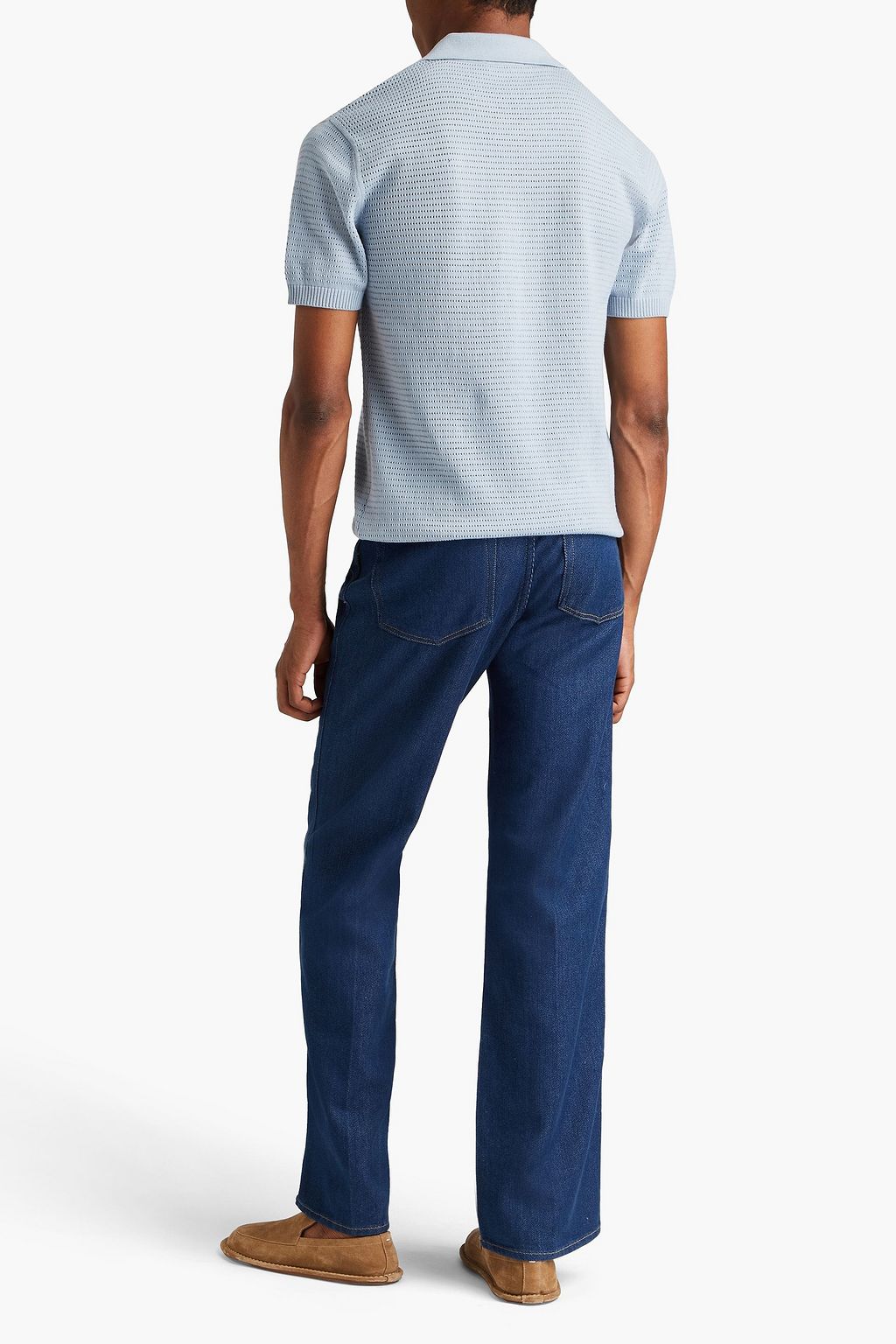 FRESCOBOL CARIOCA Clemente pointelle-knit cotton polo shirt