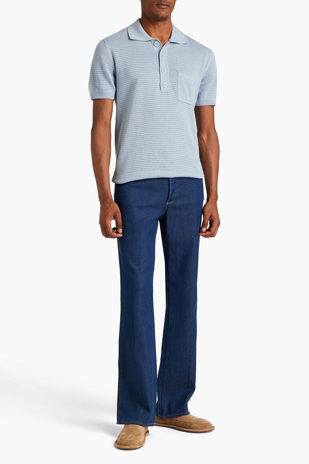 FRESCOBOL CARIOCA Clemente pointelle-knit cotton polo shirt