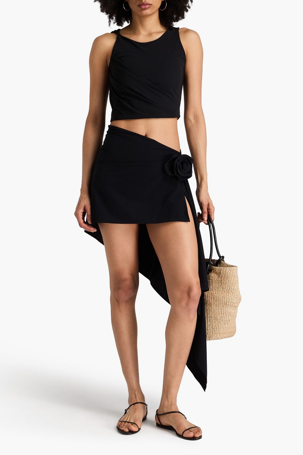 MAGDA BUTRYM Appliquéd asymmetric jersey pareo