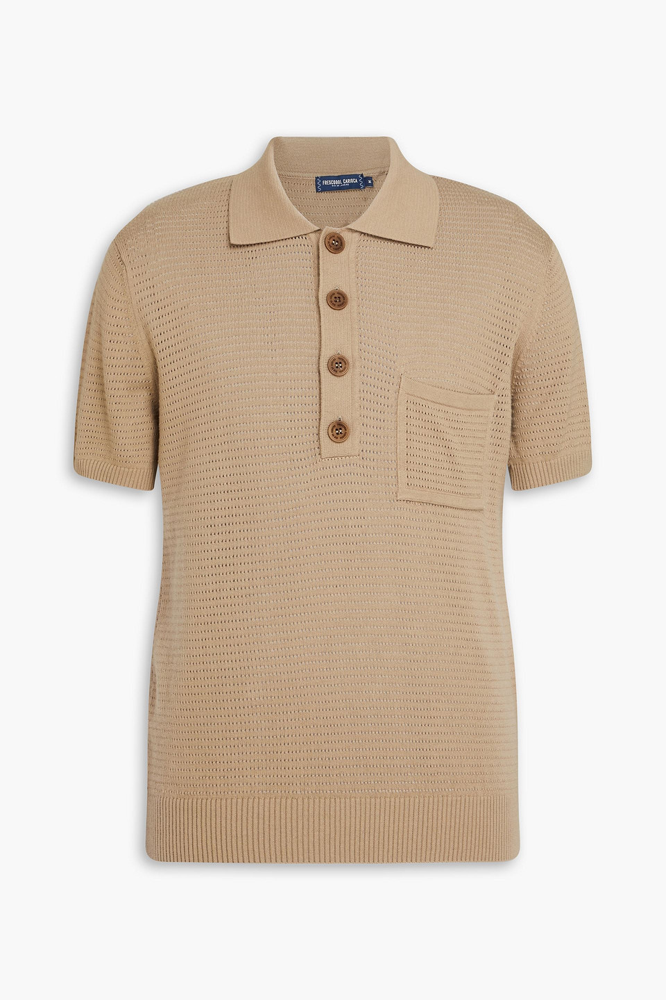 Frescobol Carioca Mens Truffle Clemente Patch-pocket Crochet-knit Cotton Polo Shirt