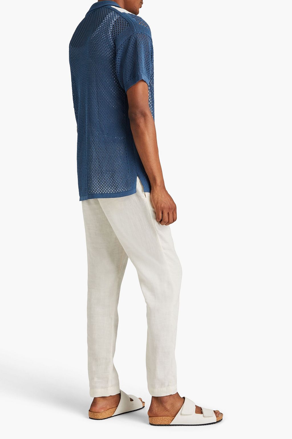 FRESCOBOL CARIOCA Castillo striped crochet-knit cotton-blend shirt