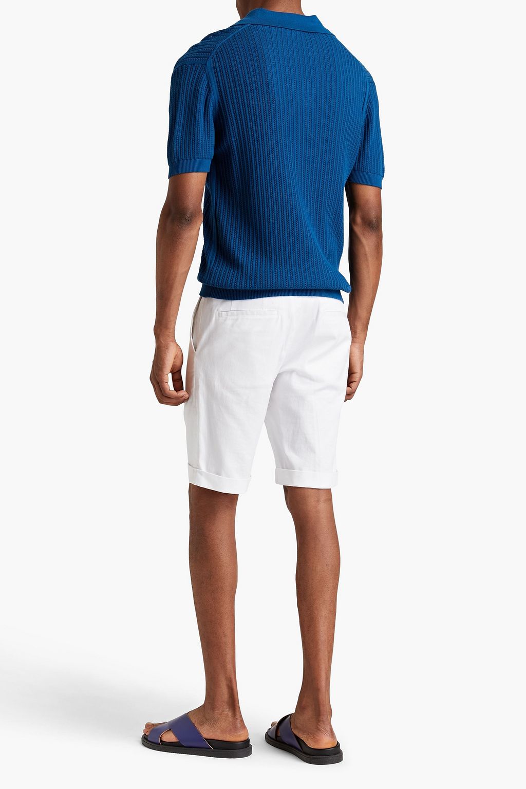 FRESCOBOL CARIOCA Rino pointelle-knit cotton polo shirt