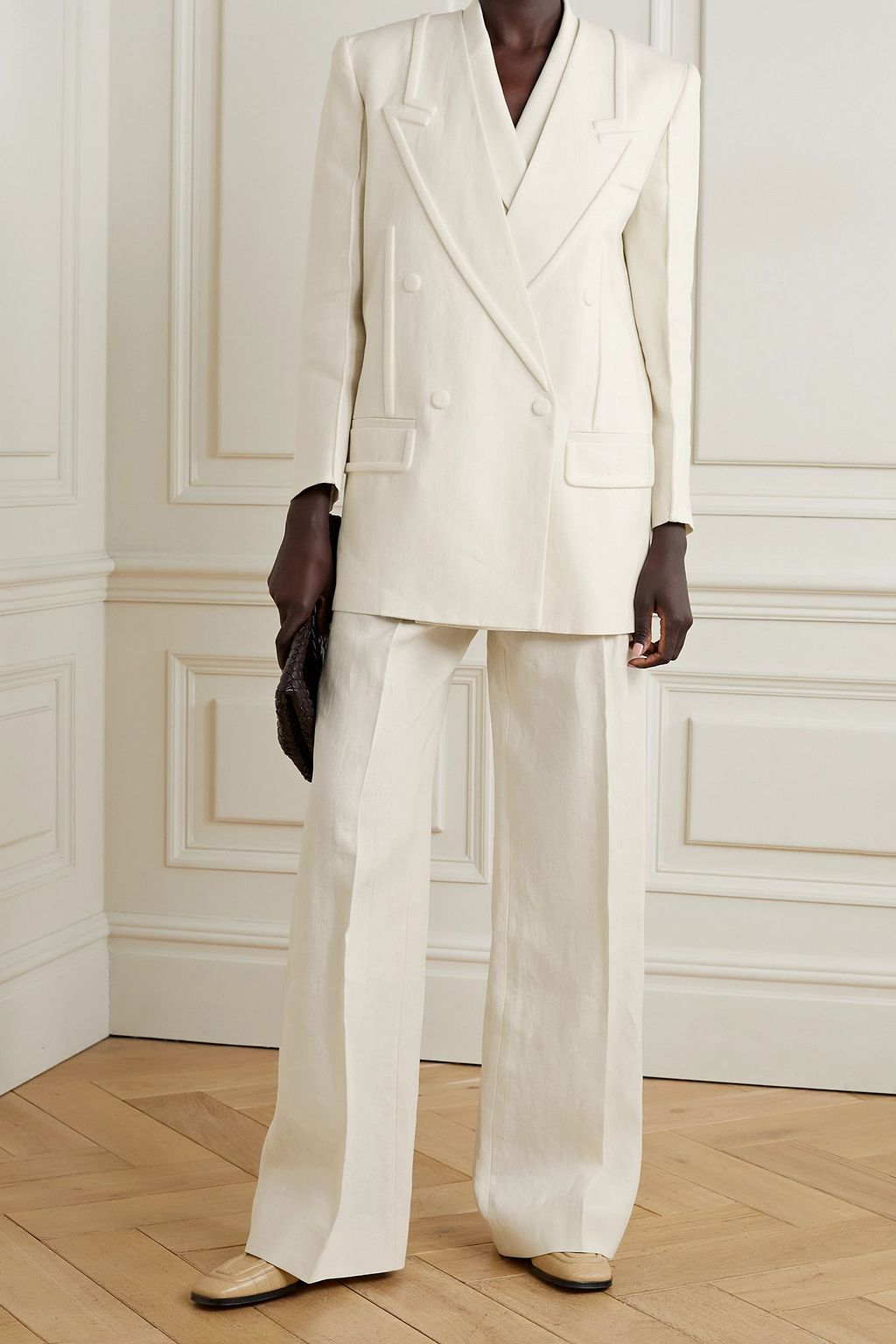 FENDI Double-breasted linen blazer