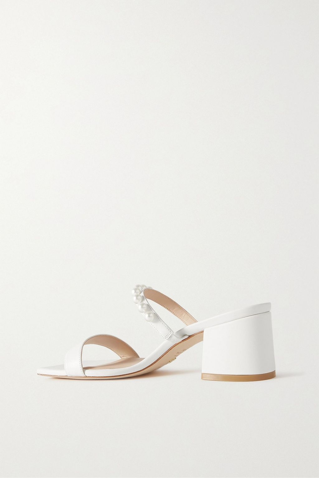 STUART WEITZMAN Goldie faux pearl-embellished leather mules