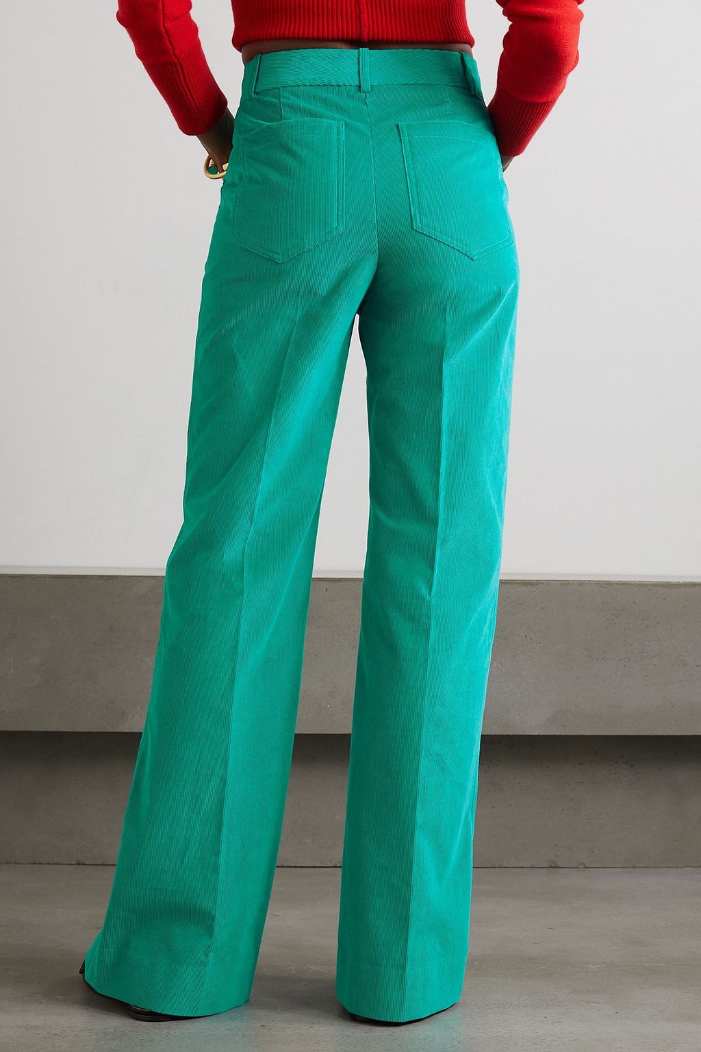 VICTORIA BECKHAM Alina embroidered cotton-corduroy straight-leg pants