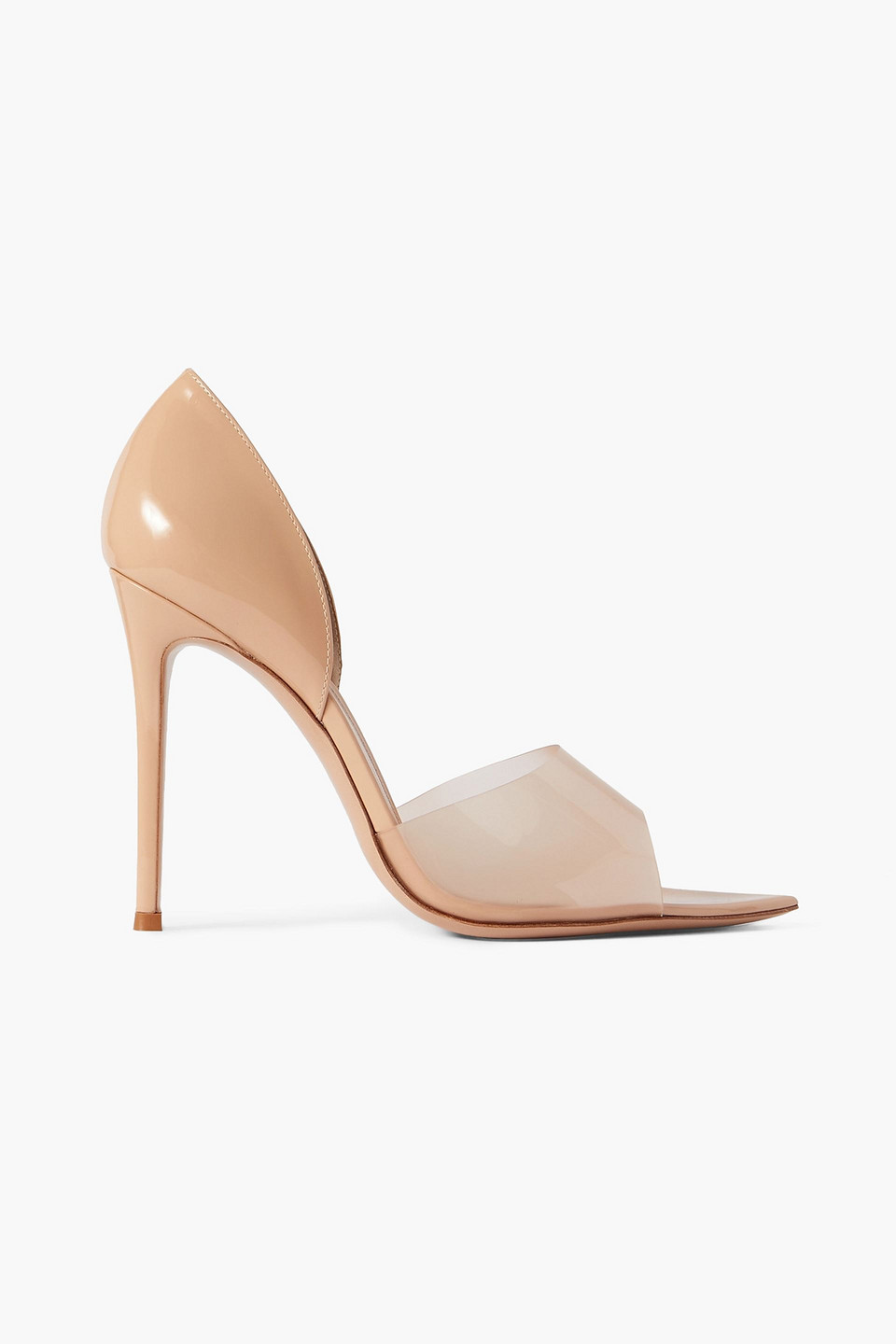 Gianvito Rossi Bree 105 Peep-toe Pumps In Patent Leather And Plexi In Neutral