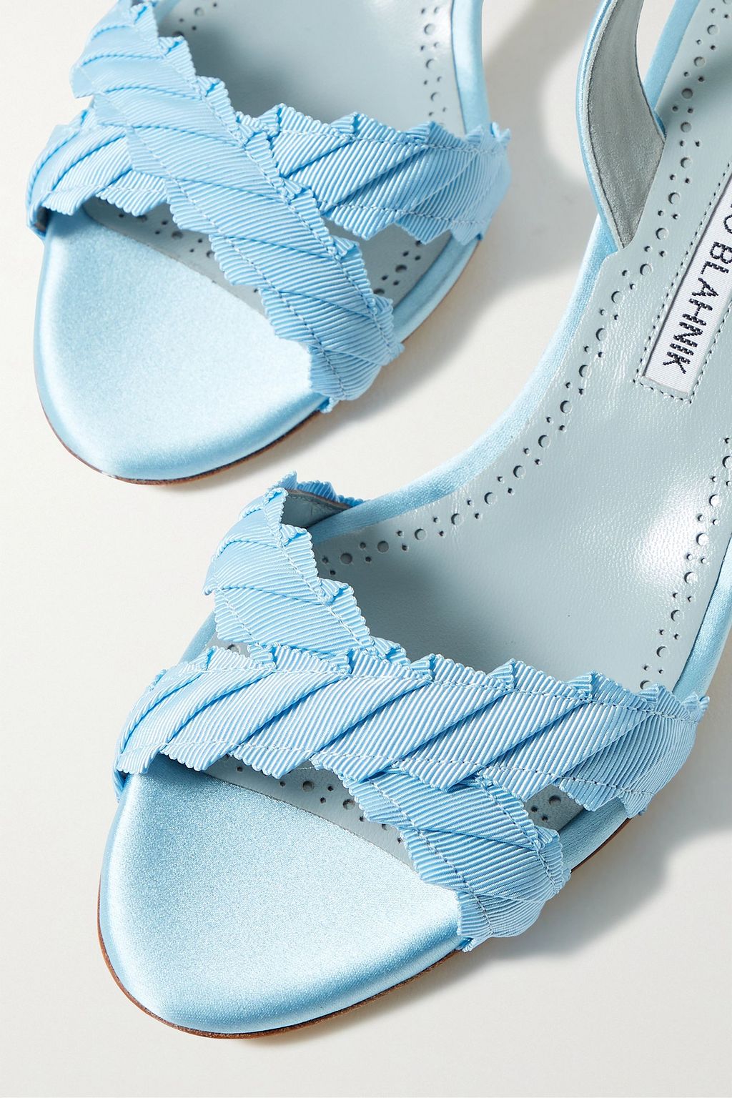 MANOLO BLAHNIK Ligra 50 faille-trimmed satin slingback sandals