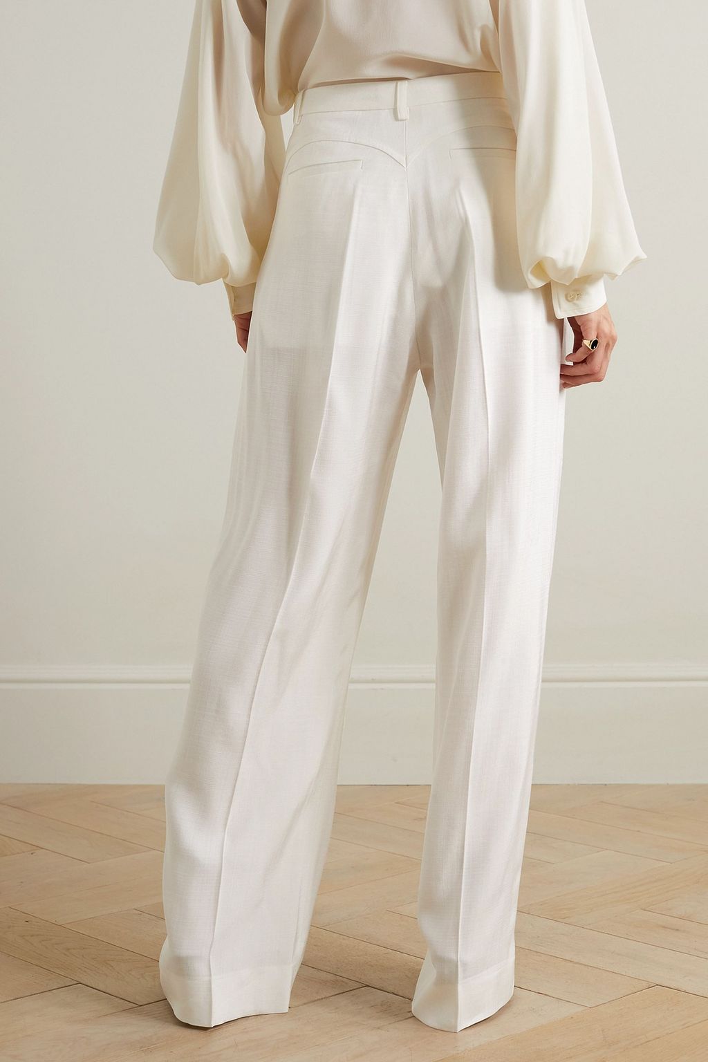 VICTORIA BECKHAM Pleated grain de poudre wide-leg pants