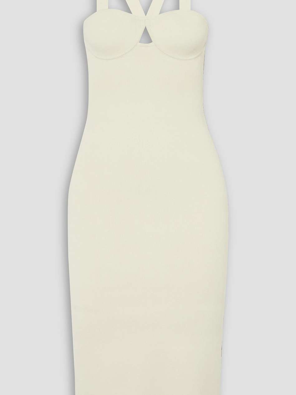 venus cutout ribbed-knit midi dress