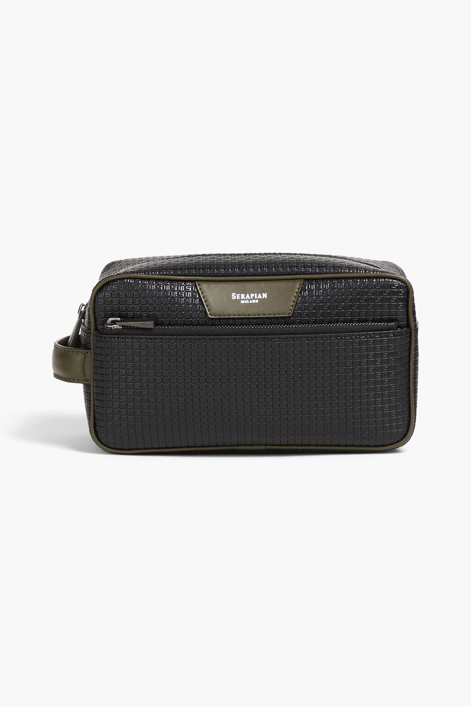 Serapian Embossed Faux Leather Wash Bag In Black