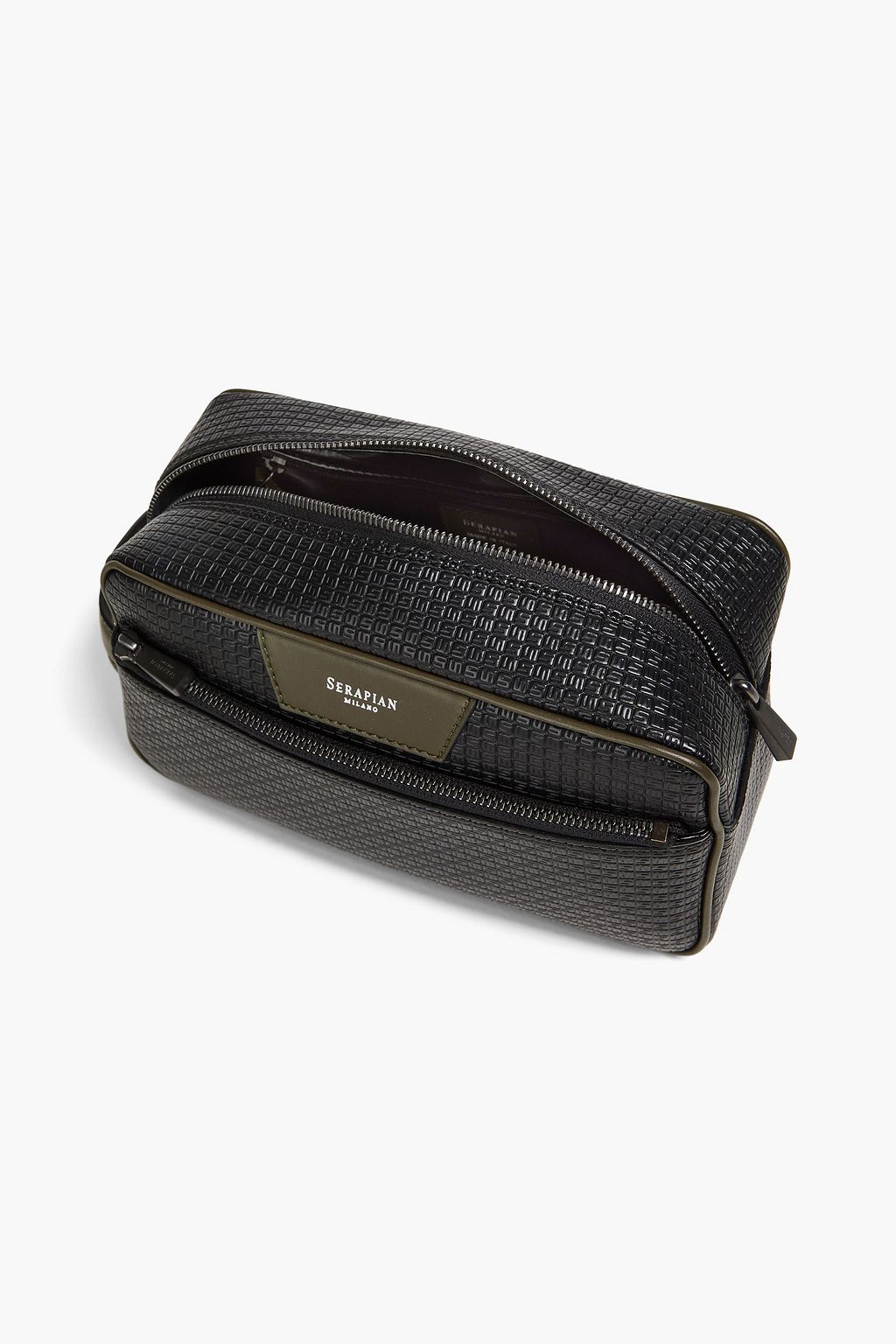SERAPIAN Leather-trimmed logo-embossed coated-canvas wash bag
