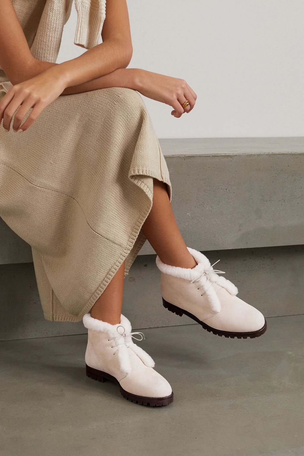 MANOLO BLAHNIK Mircus shearling-lined suede ankle boots