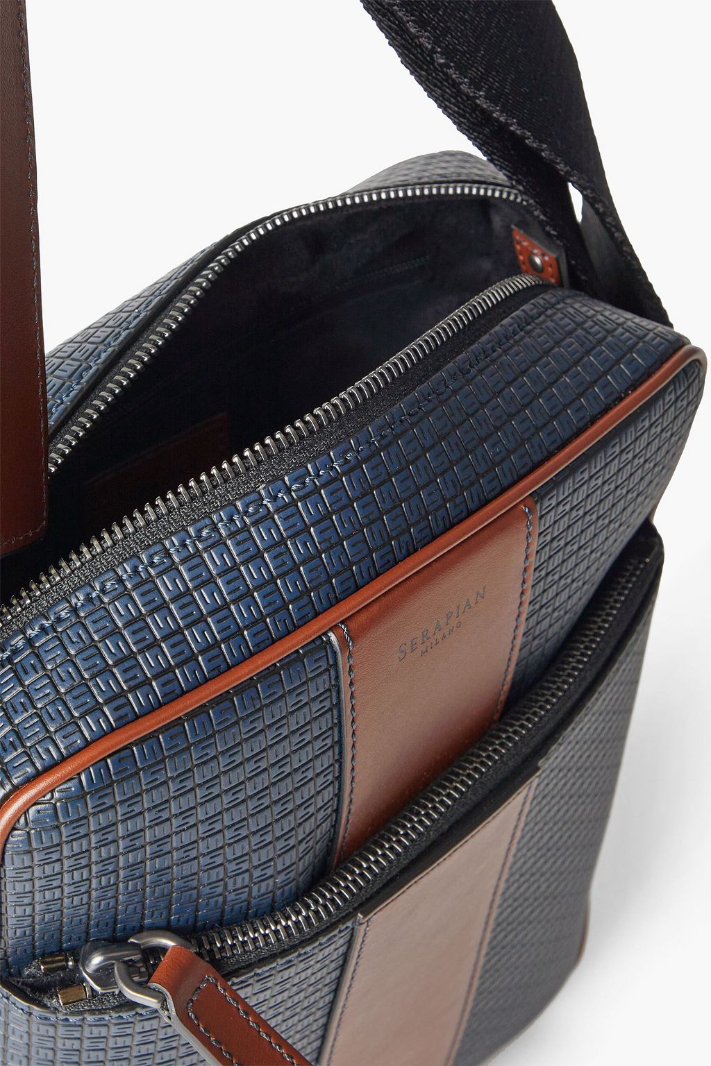 SERAPIAN North South embossed coated-canvas messenger bag