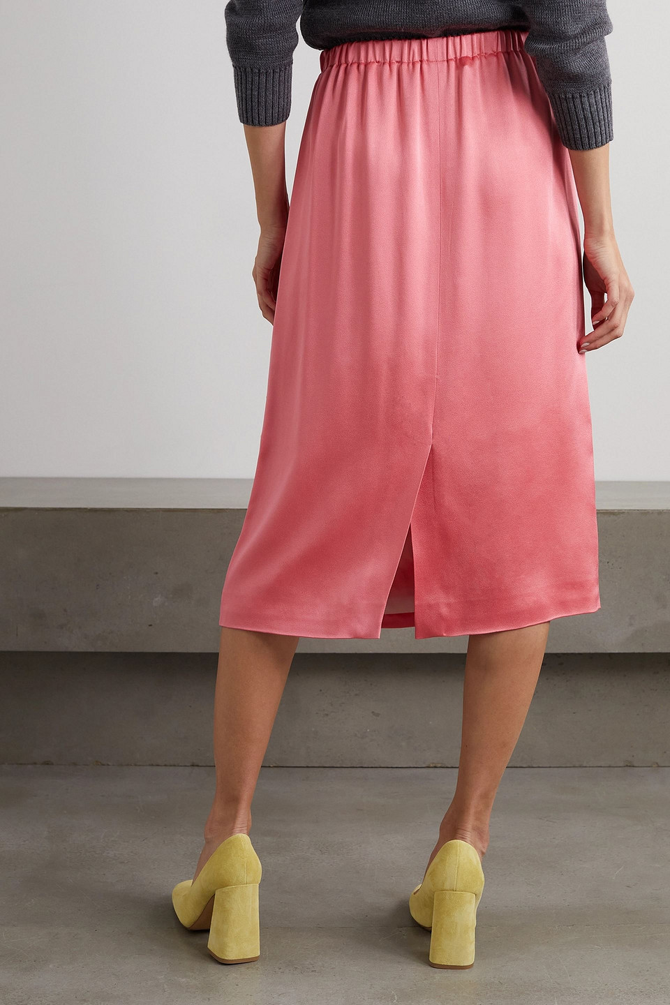 Marni Sequin-embellished Satin Midi Skirt In Bubblegum