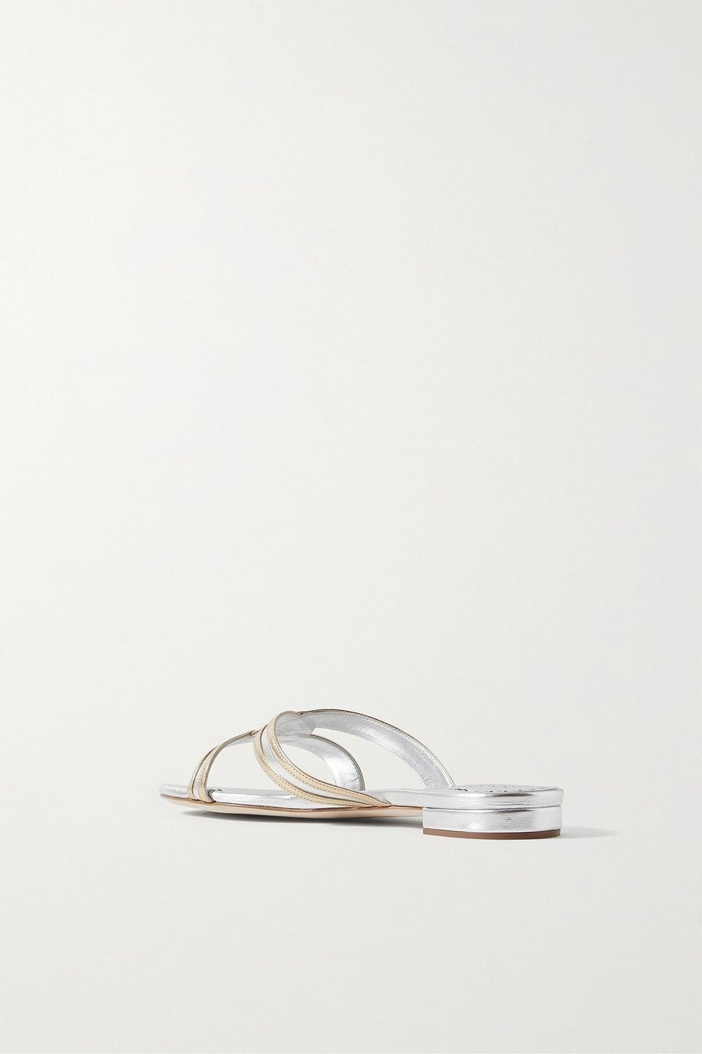 MANOLO BLAHNIK Gasachan two-tone metallic leather slides