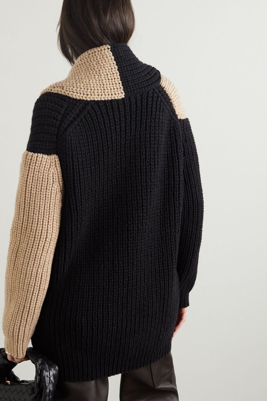 PARTOW Edith zweifarbiger Cardigan aus geripptem Kaschmir