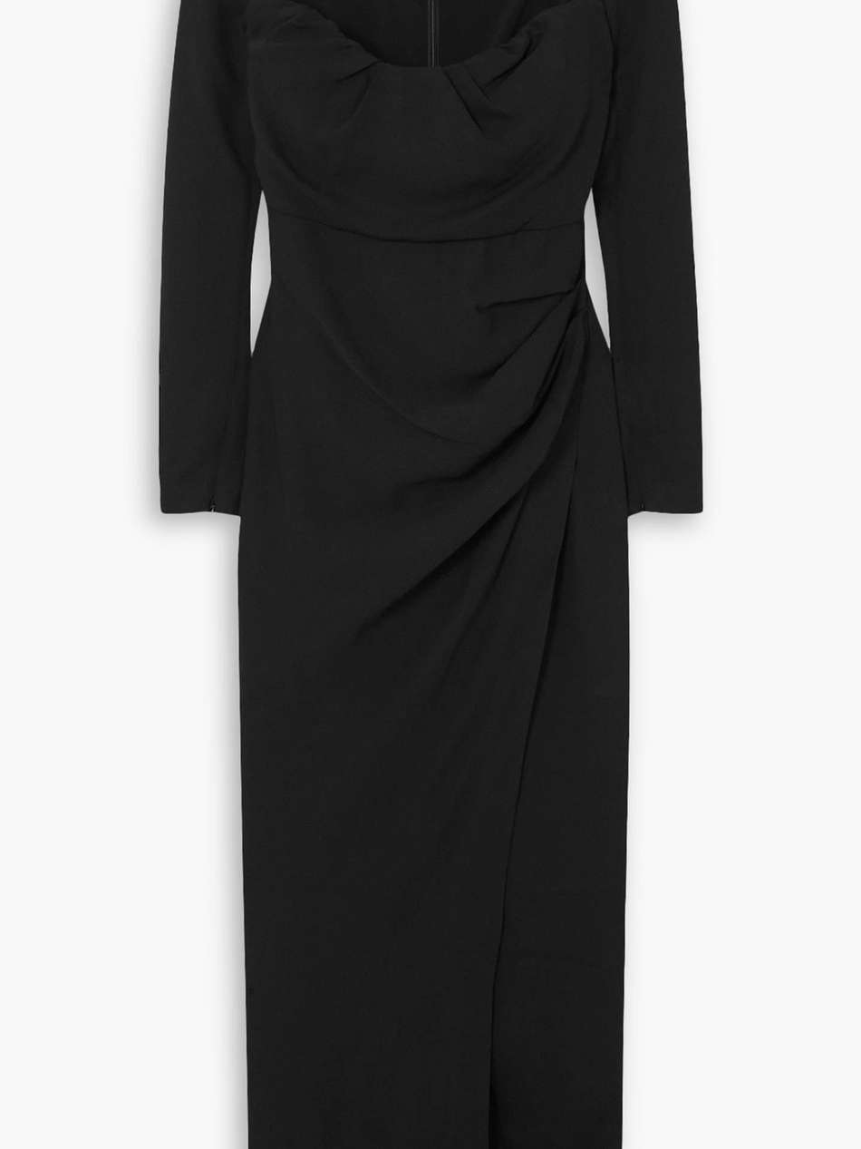 draped cady maxi dress