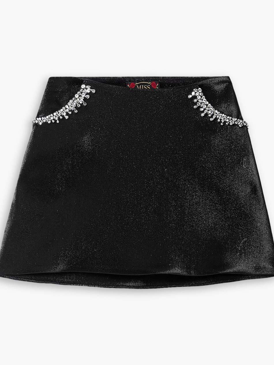 crystal-embellished lamé mini skirt