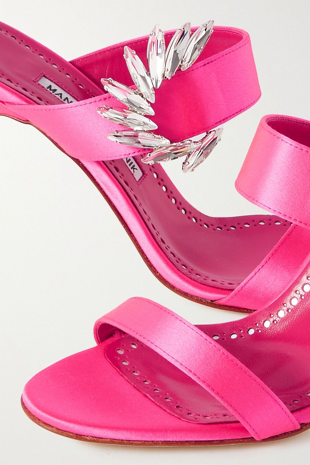 MANOLO BLAHNIK Chivela 90 crystal-embellished satin mules