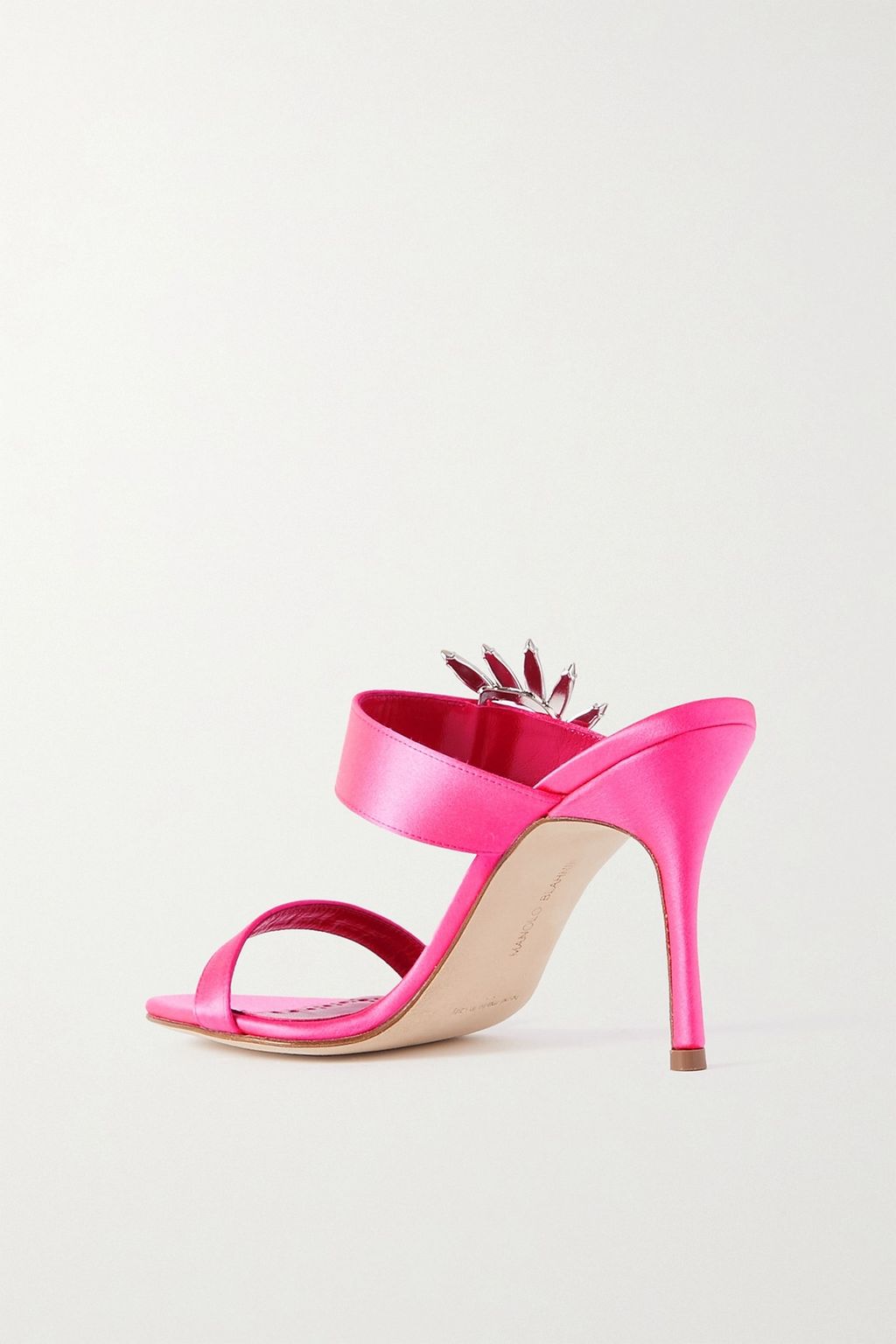 MANOLO BLAHNIK Chivela 90 crystal-embellished satin mules