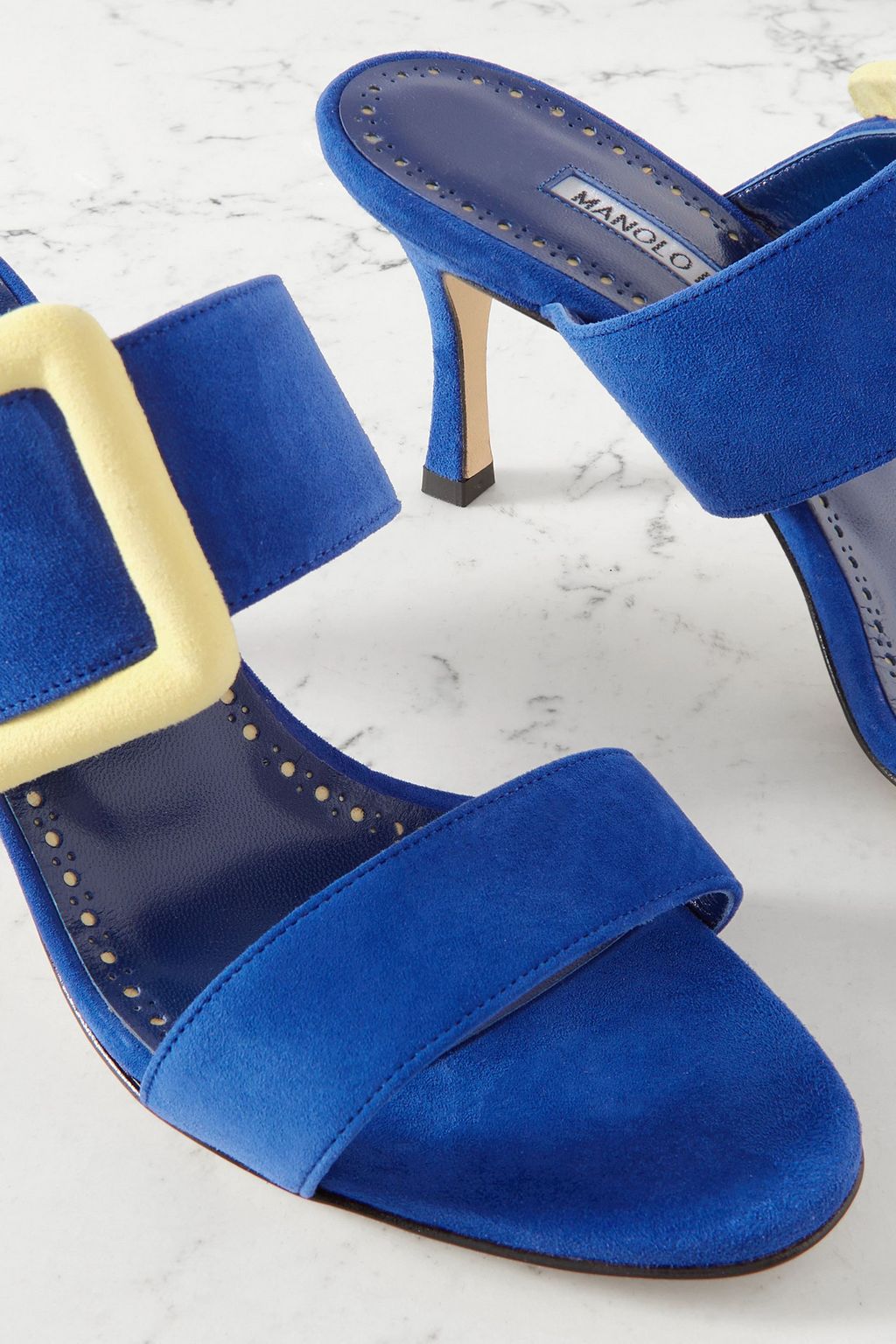 MANOLO BLAHNIK Gable 70 buckled suede mules