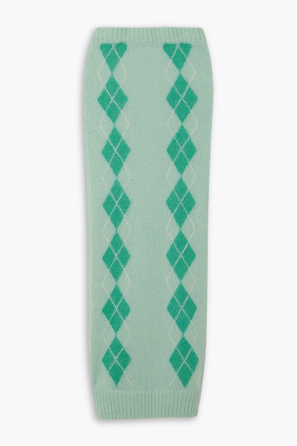 Rowen Rose Argyle Mohair-blend Maxi Skirt In Light Green
