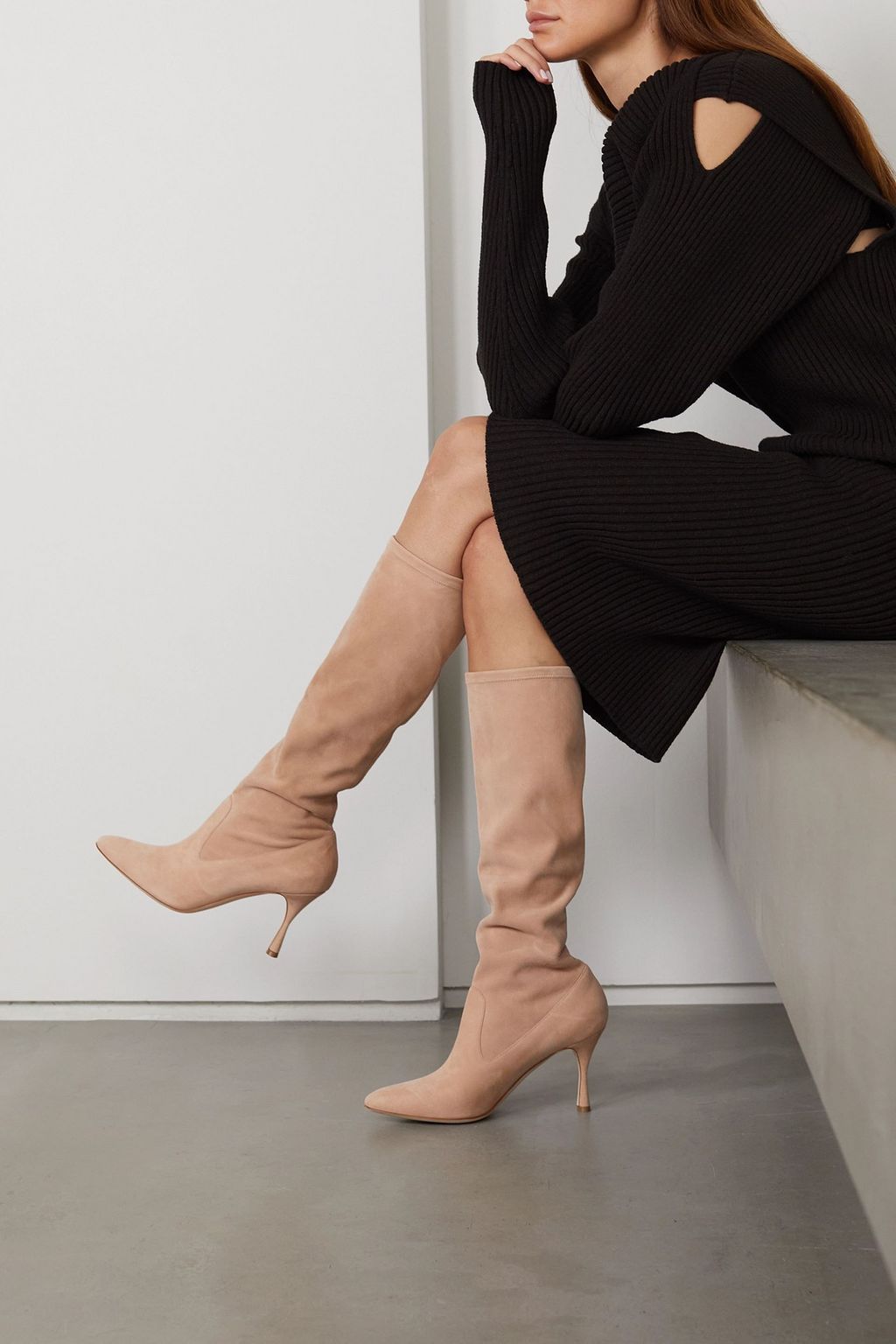 MANOLO BLAHNIK Pamfilo 90 stretch-suede knee boots