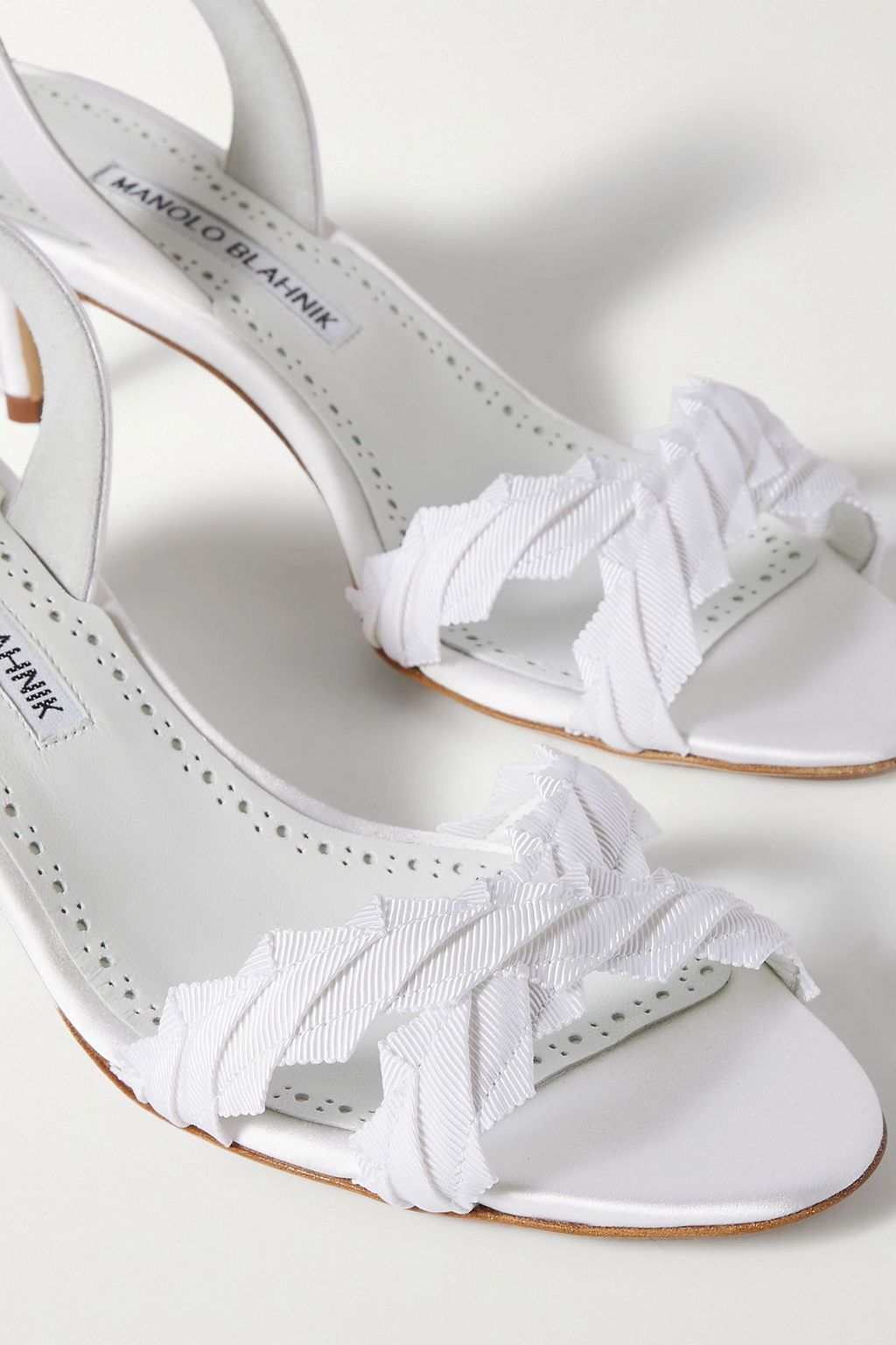 MANOLO BLAHNIK Ligra 50 faille-trimmed satin slingback sandals