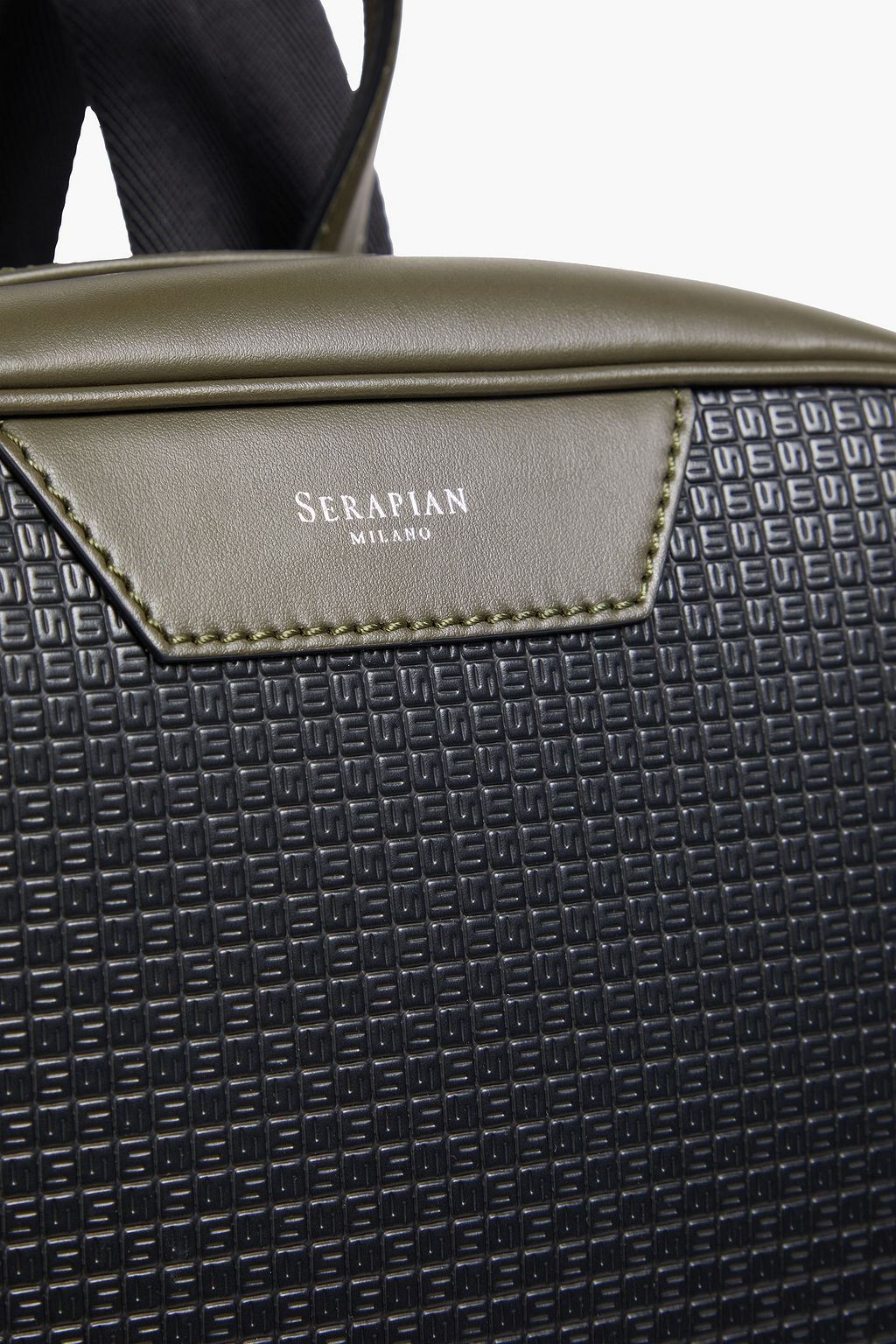 SERAPIAN Logo-embossed coated-canvas and leather backpack