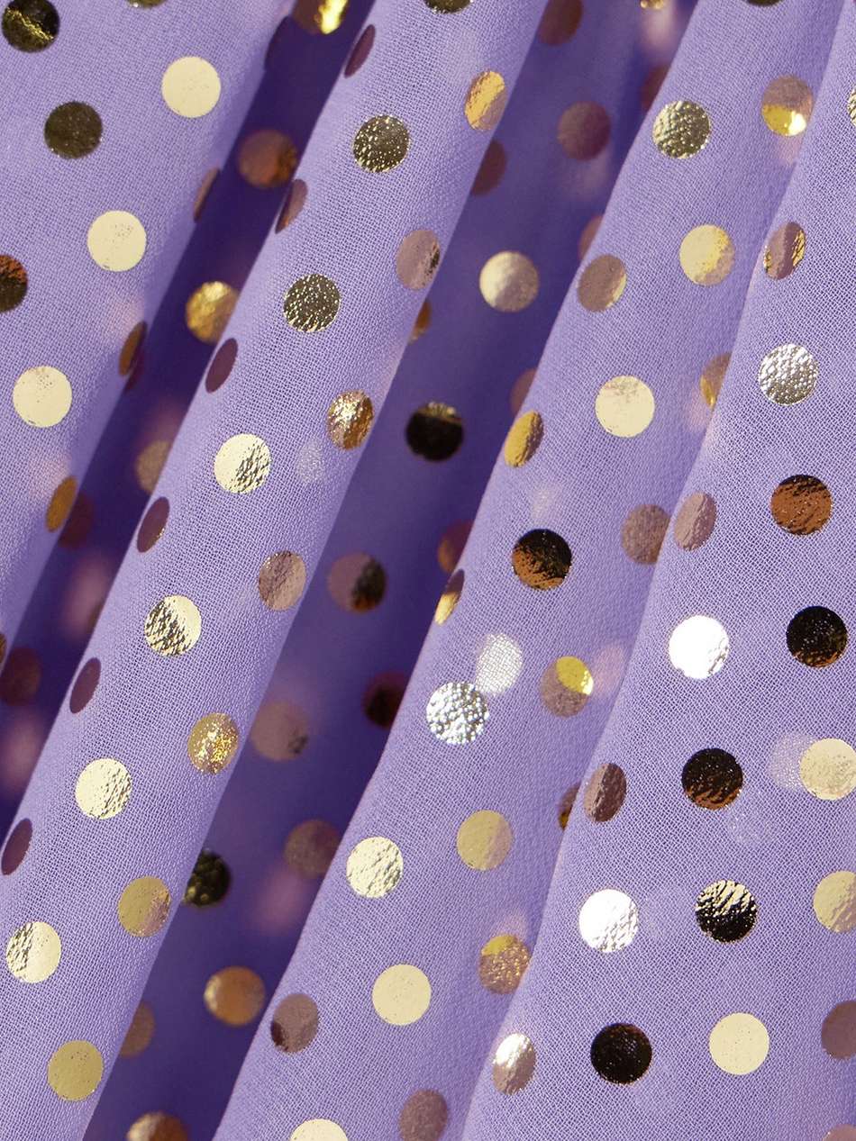 one-sleeve polka-dot chiffon maxi dress
