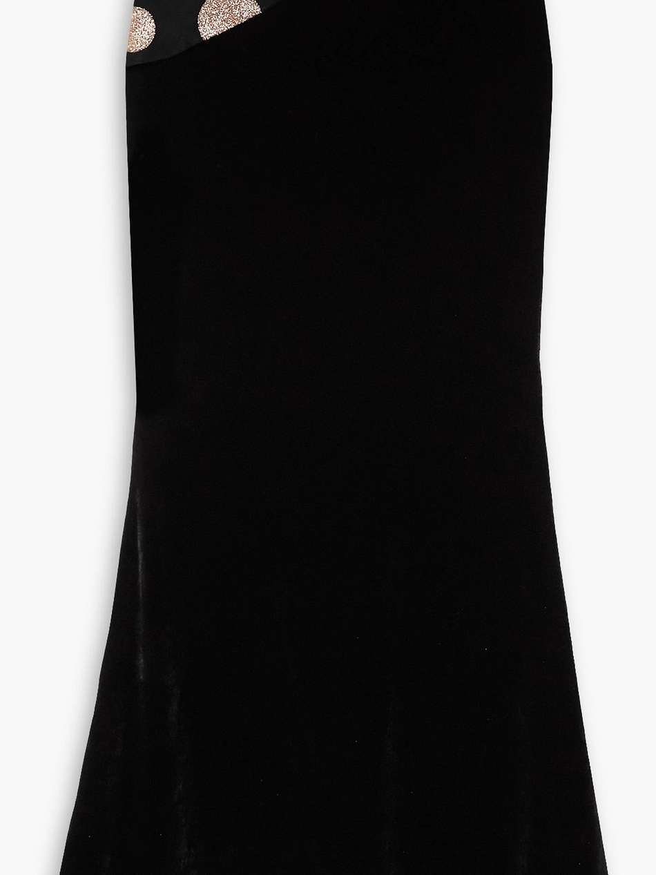 asymmetric glittered polka-dot tulle and velvet skirt