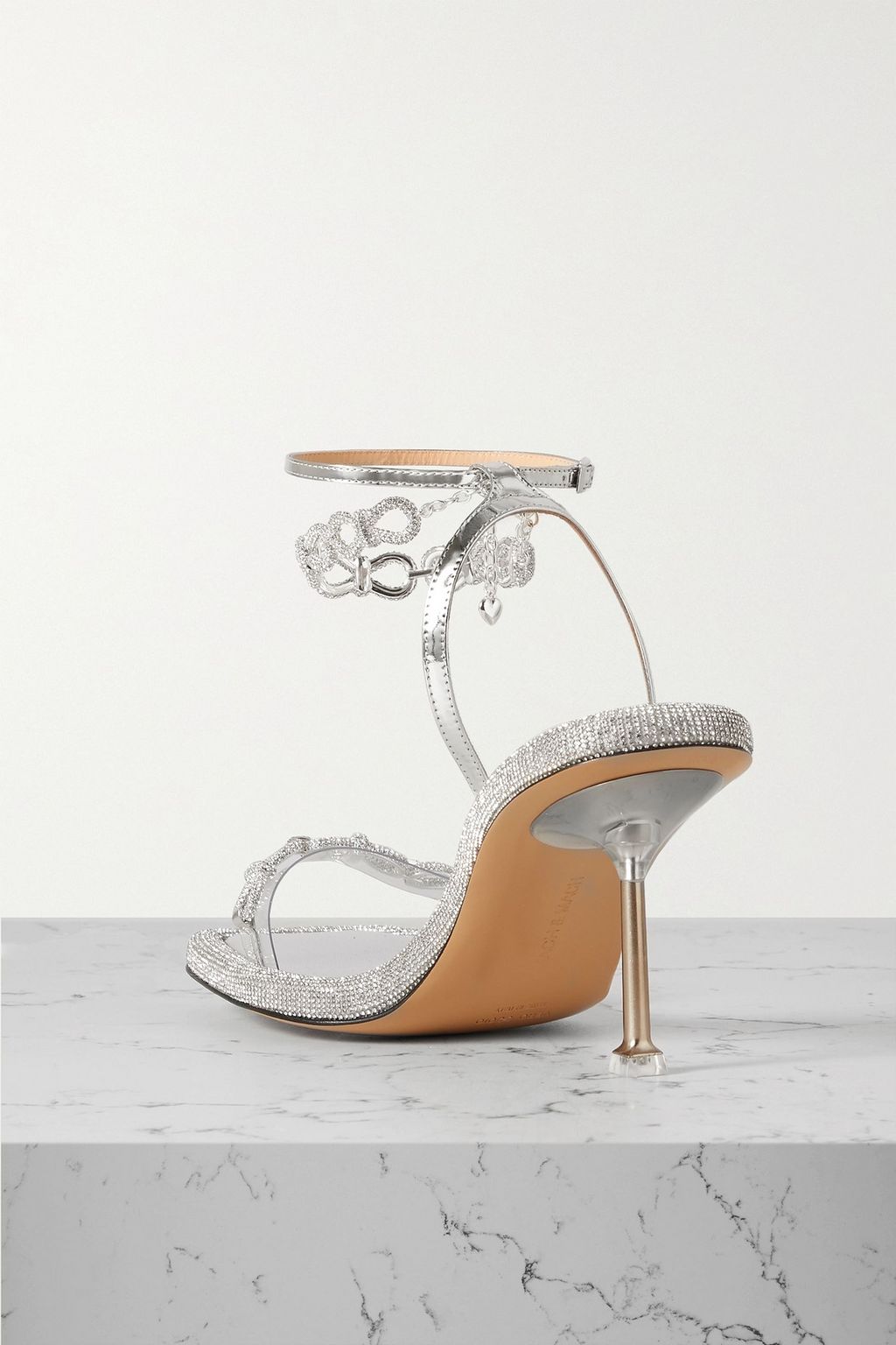 MACH & MACH Crystal-embellished PVC and metallic leather sandals